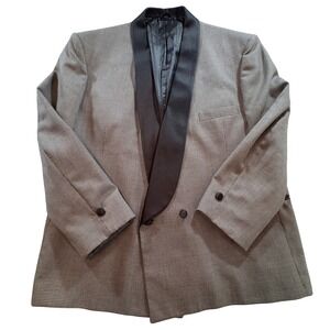 After Six Mens Houndstooth Tuxedo Jacket Black White Shawl Lapel 48S USA Made